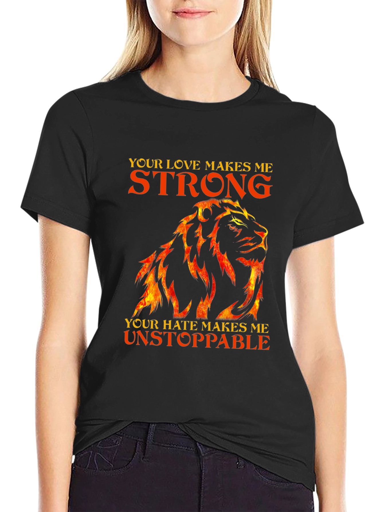 Lion Love Hate Graphic T-Shirt - Strong Unstoppable