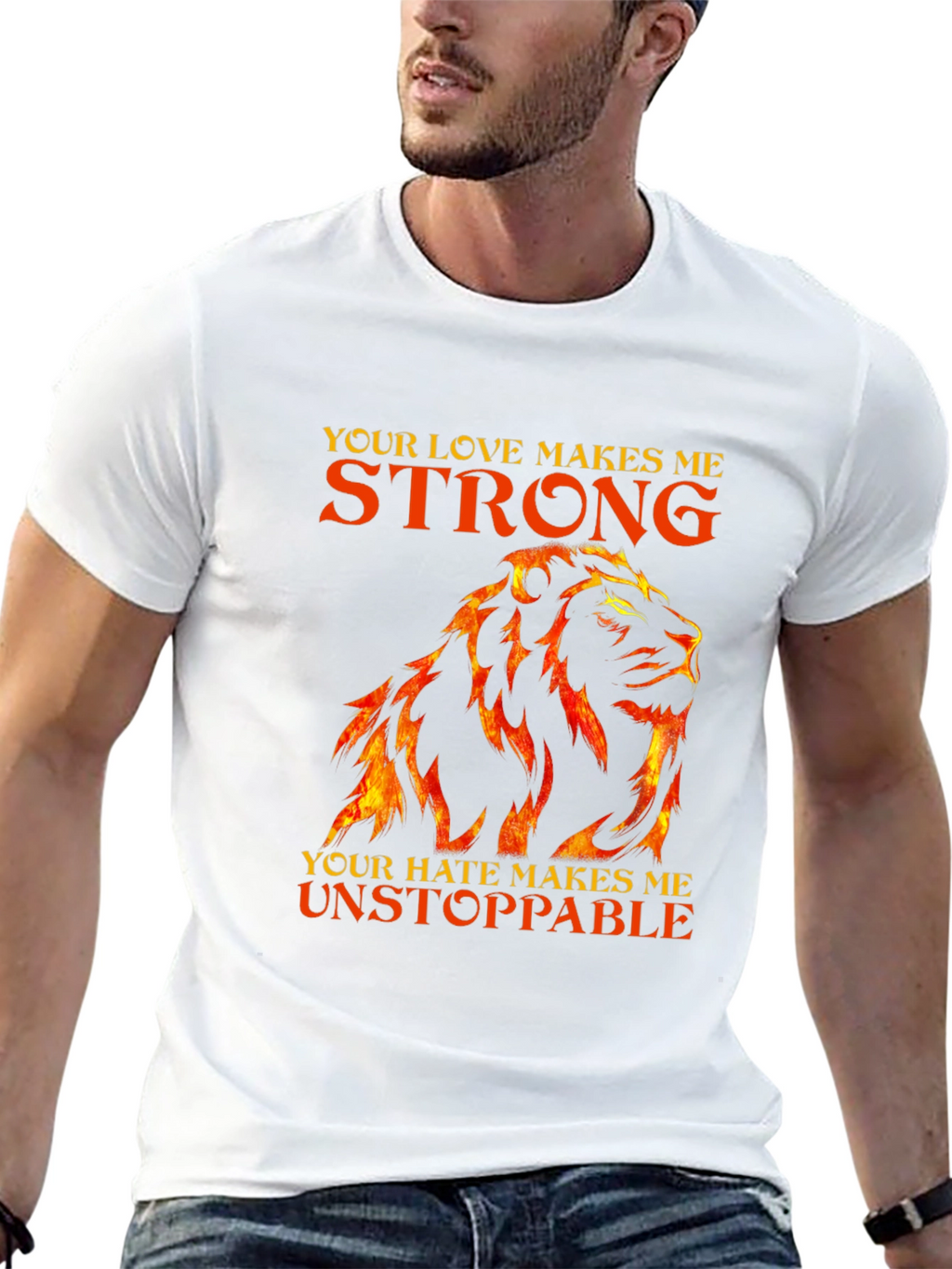 Lion Love Hate Graphic T-Shirt - Strong Unstoppable
