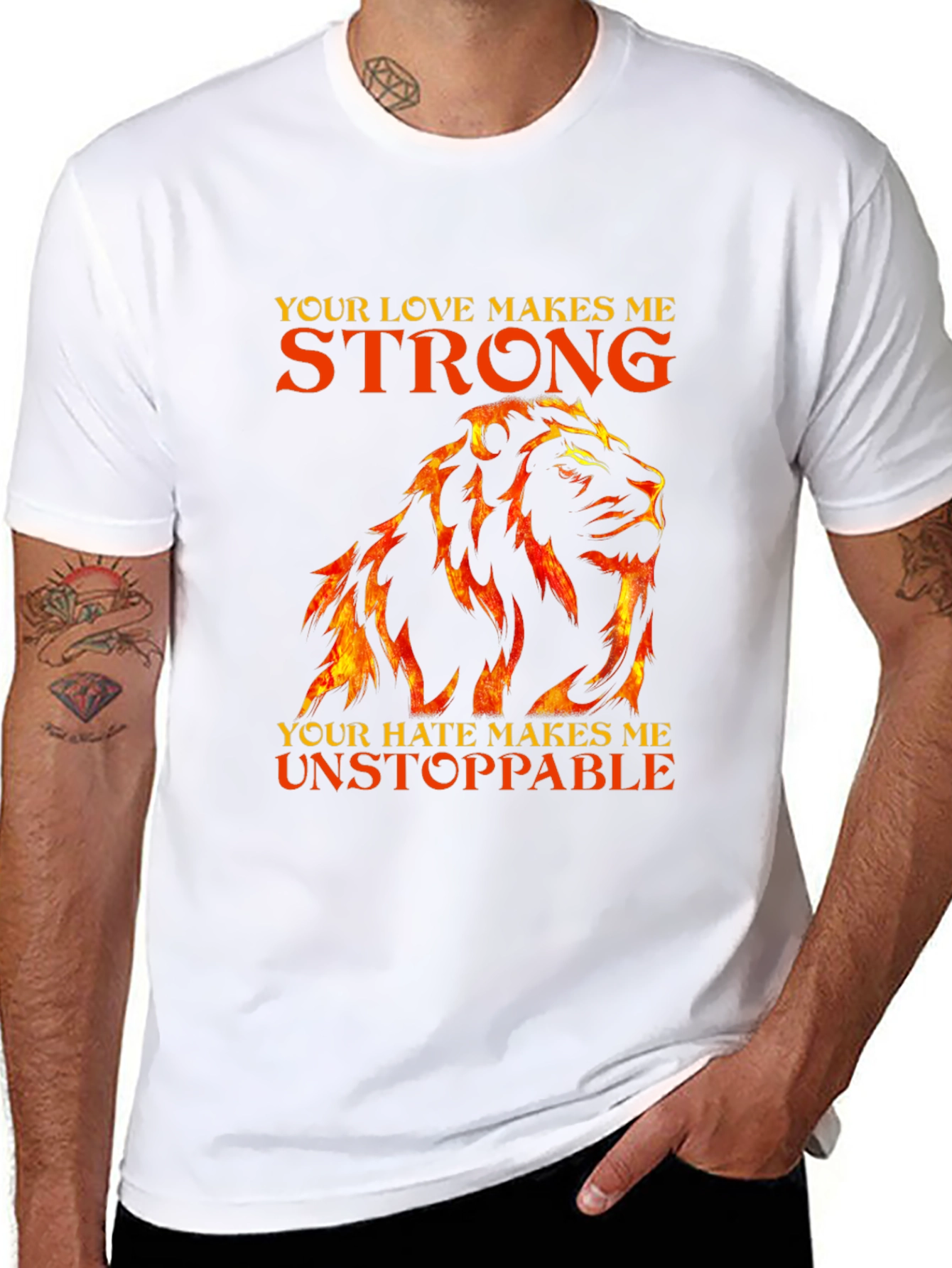 Lion Love Hate Graphic T-Shirt - Strong Unstoppable