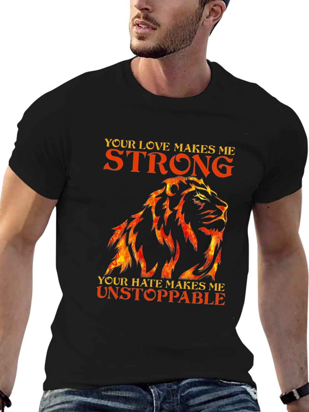 Lion Love Hate Graphic T-Shirt - Strong Unstoppable