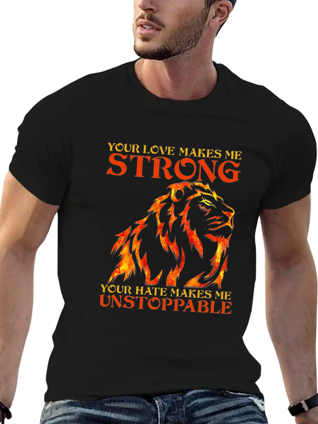 Lion Love Hate Graphic T-Shirt - Strong Unstoppable