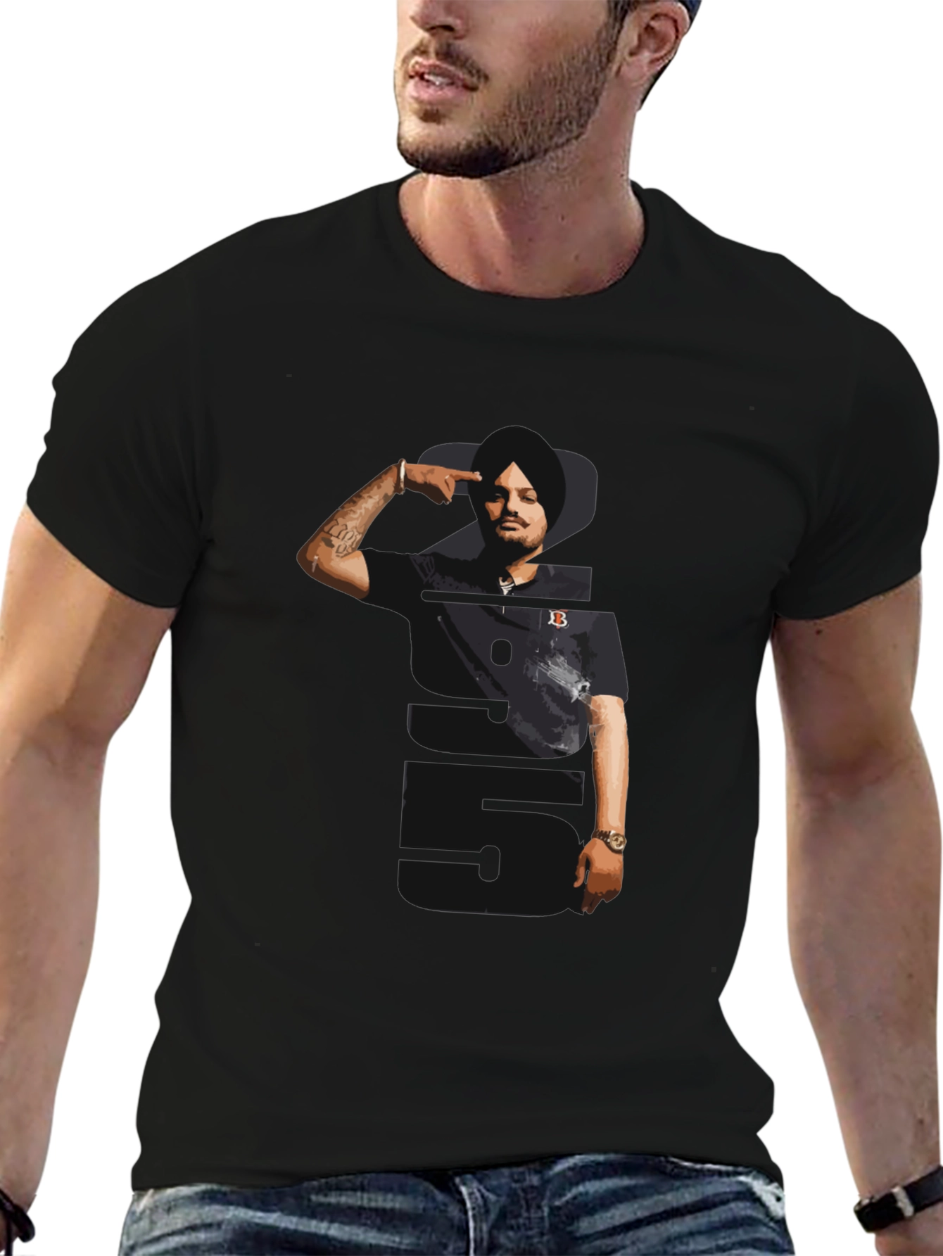 Sidhu Moose Wala Tribute Graphic Tee - Black