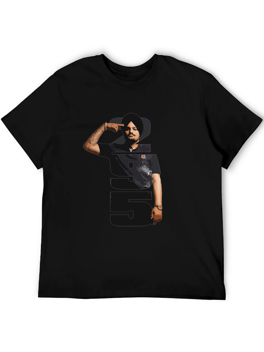 Sidhu Moose Wala Tribute Graphic Tee - Black