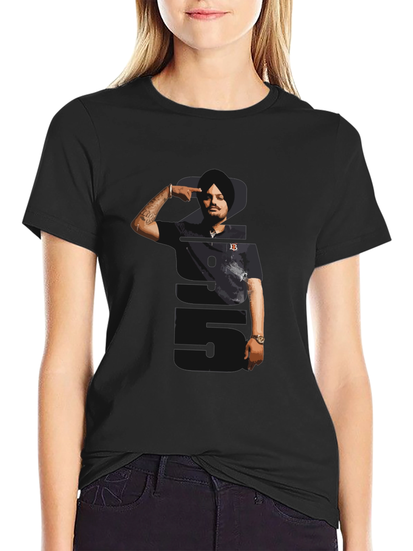Sidhu Moose Wala Tribute Graphic Tee - Black