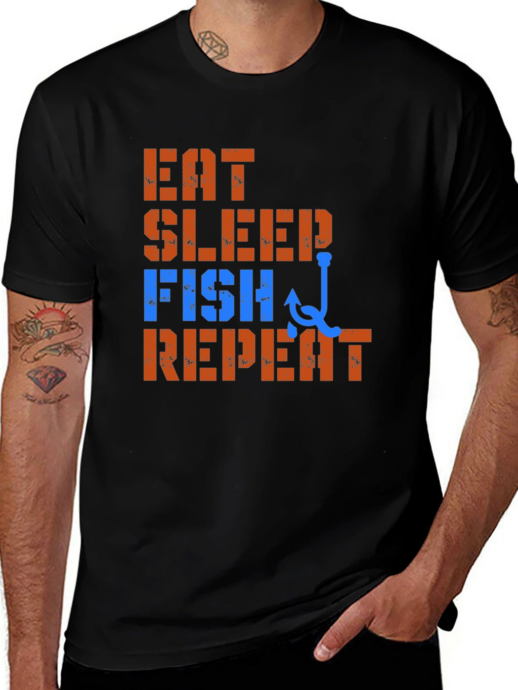 Eat Sleep Fish Repeat T-Shirt - Fishing Lover Tee