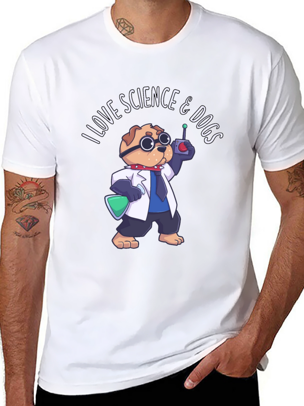 Science & Dogs T-Shirt - Black Cotton Tee