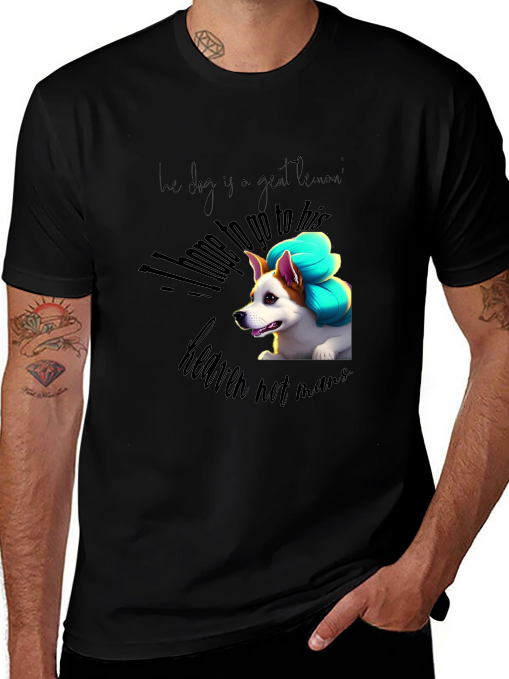 Dog Lover Tee: Heaven Not Man Graphic Print
