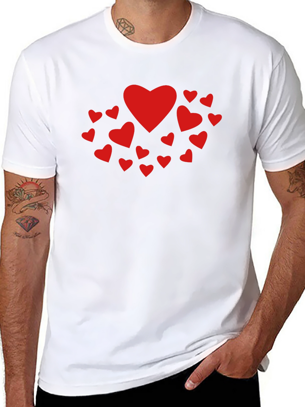 Heart Print Crew Neck T-Shirt
