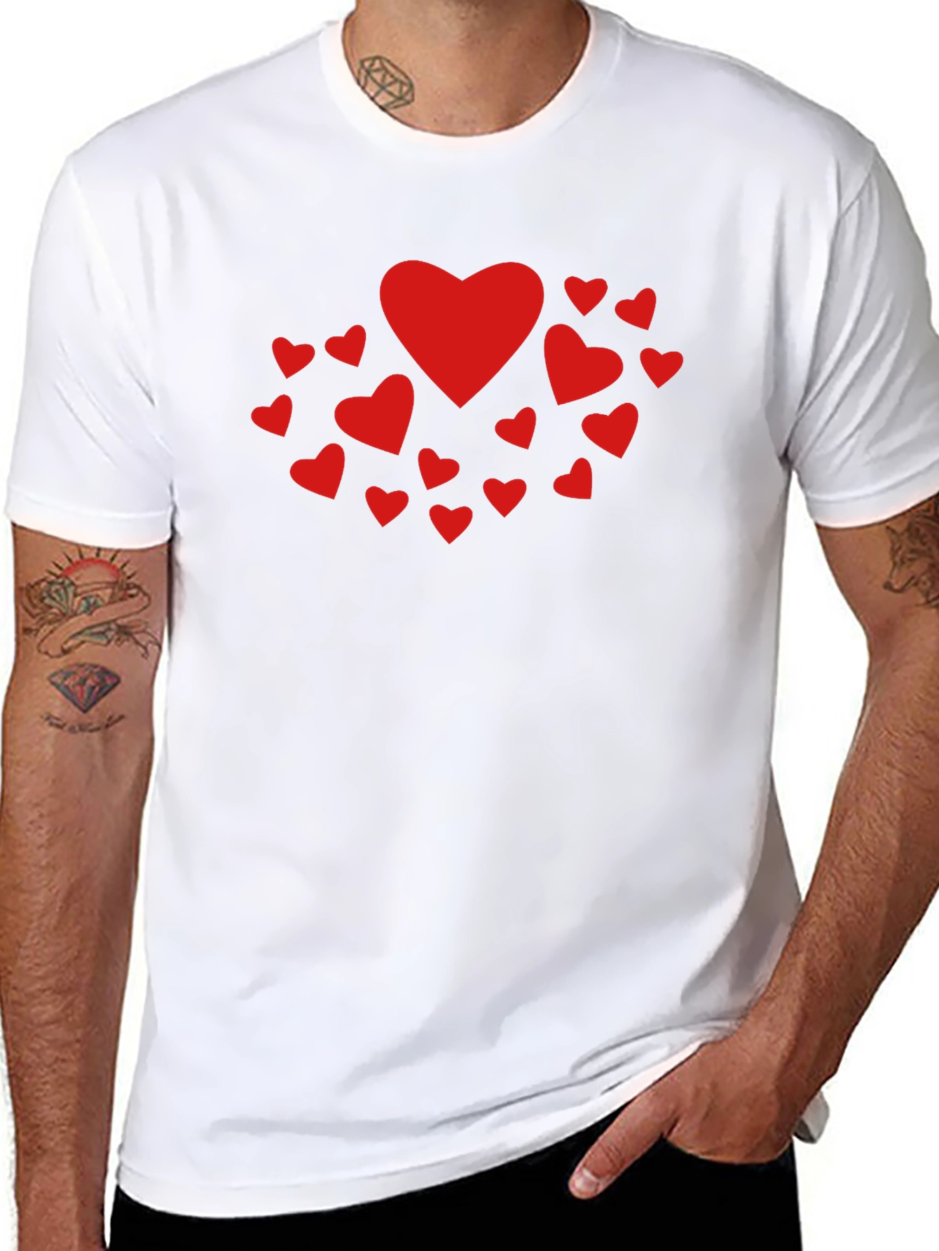 Heart Print Crew Neck T-Shirt