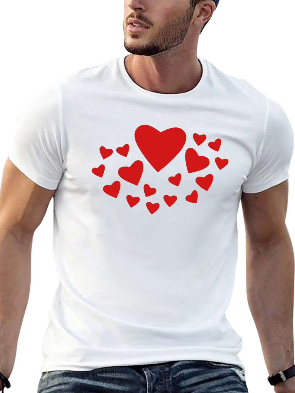 Heart Print Crew Neck T-Shirt