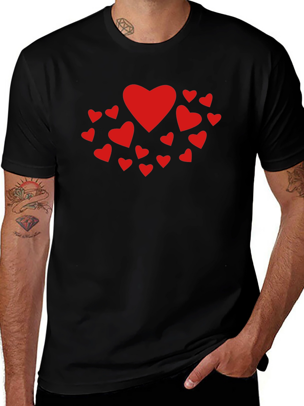 Heart Print Crew Neck T-Shirt