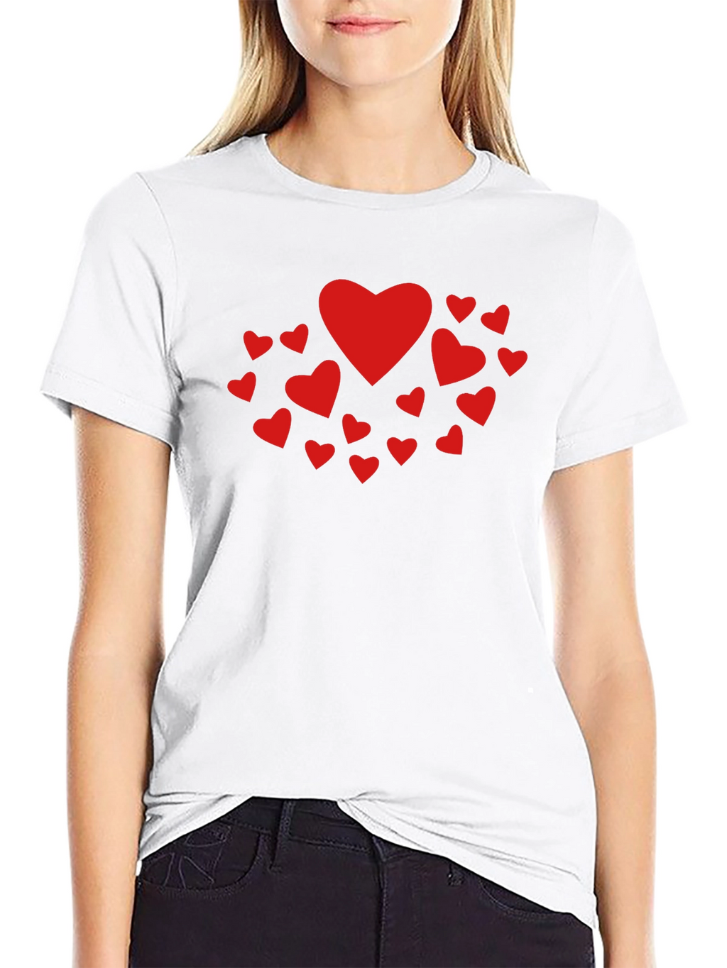 Heart Print Crew Neck T-Shirt