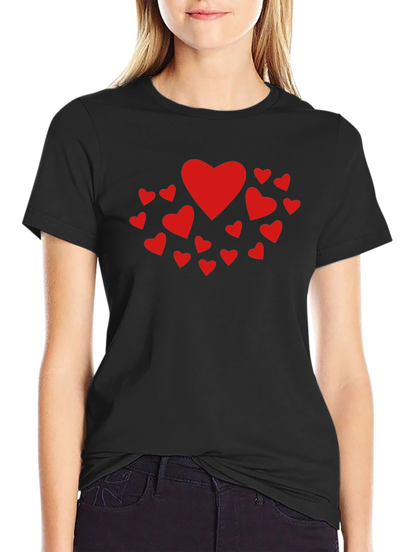 Heart Print Crew Neck T-Shirt