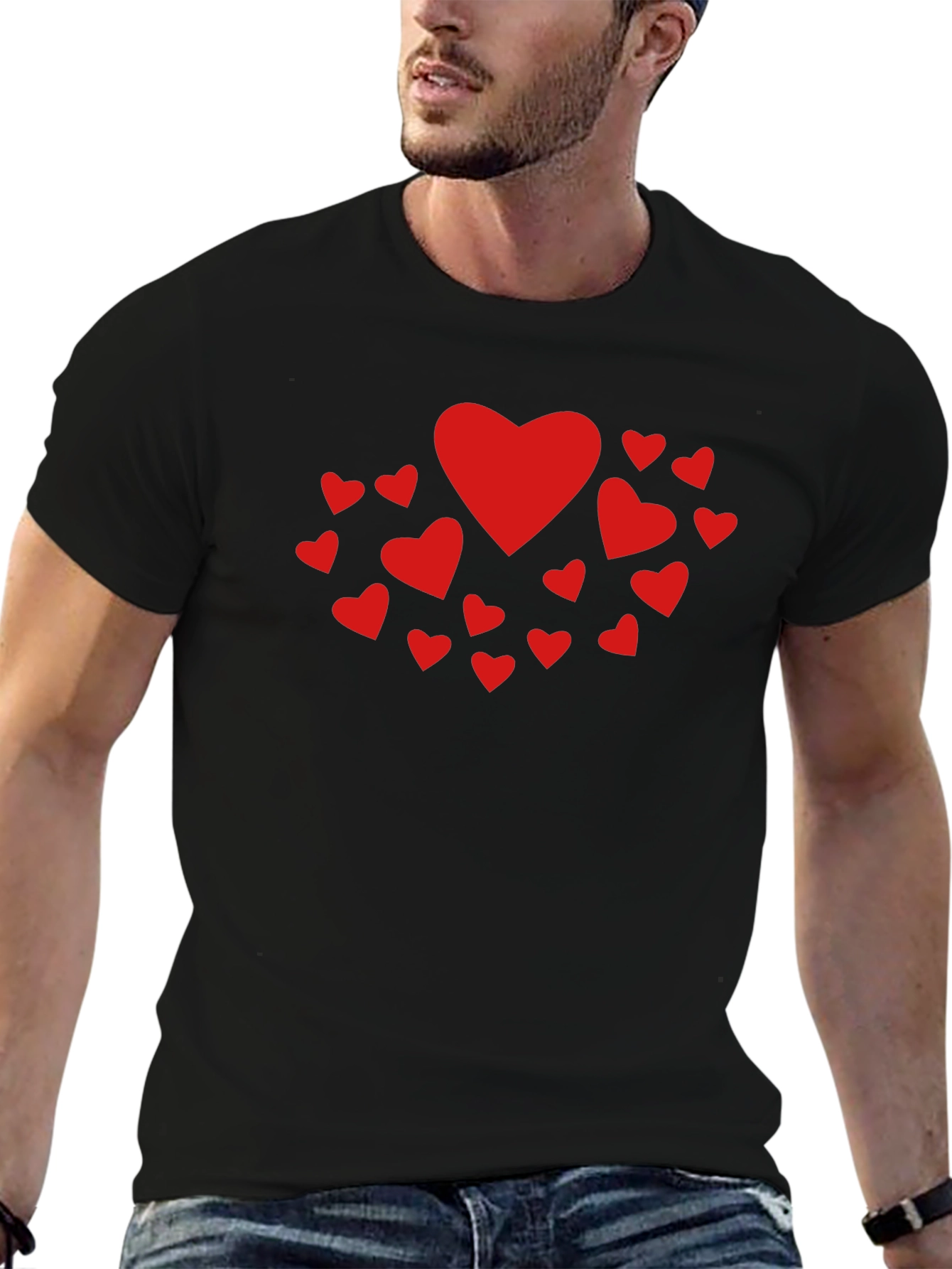 Heart Print Crew Neck T-Shirt