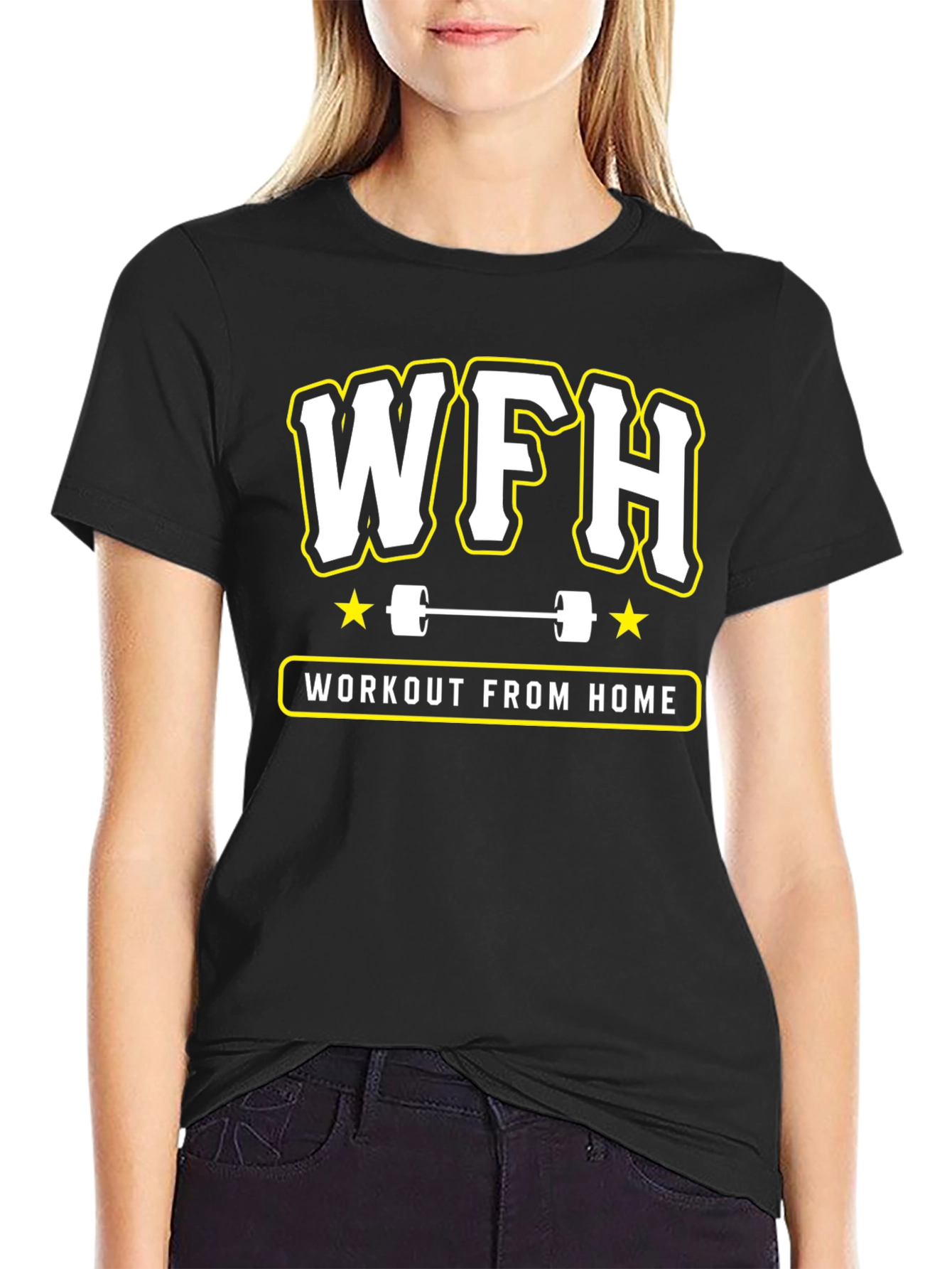 WFH Workout From Home Black T-Shirt