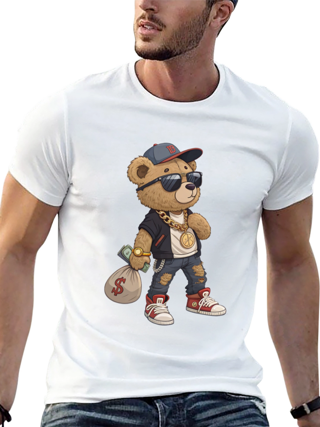 Urban Teddy Bear Graphic Tee - Cool & Stylish