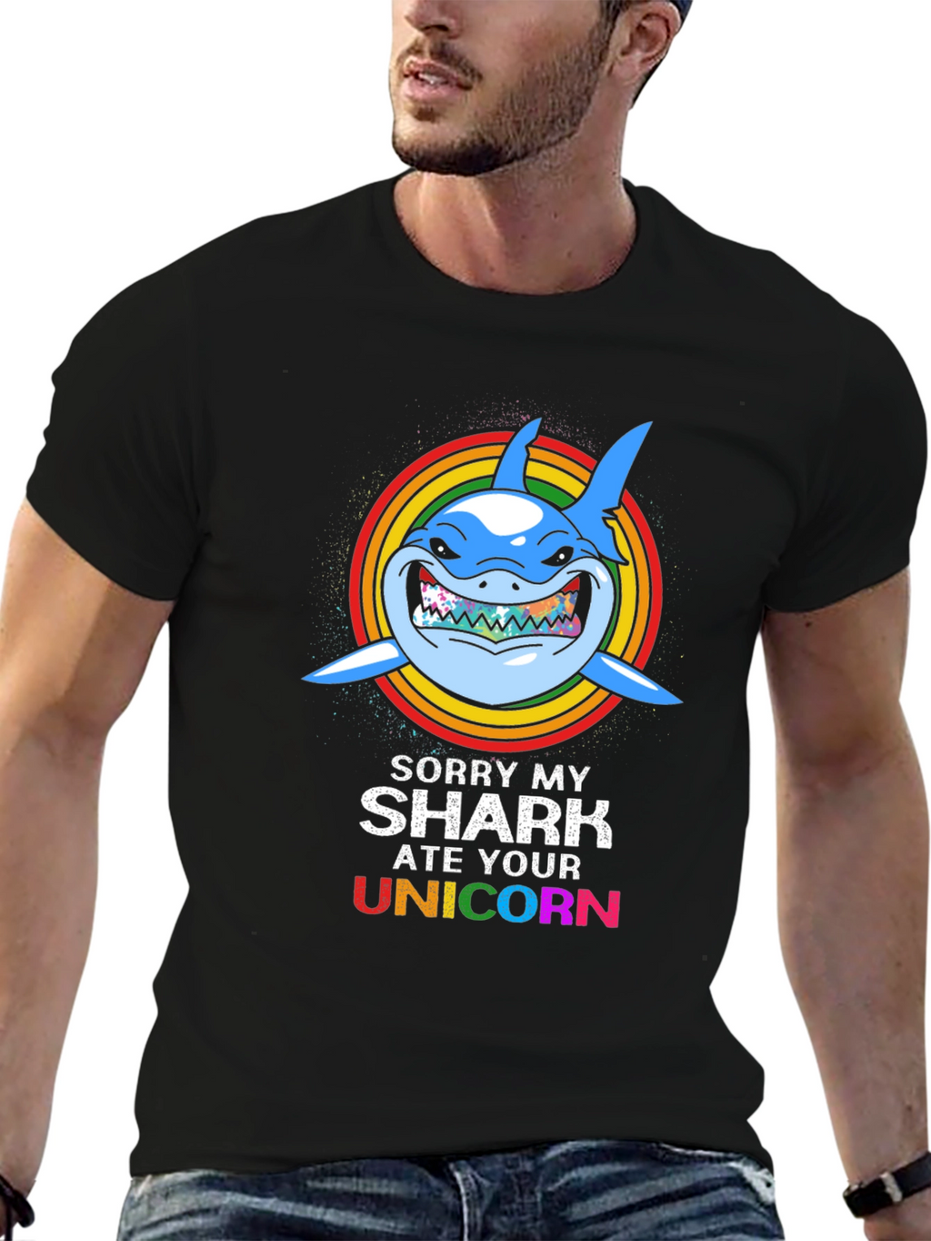 Funny Shark Ate Unicorn Graphic Tee