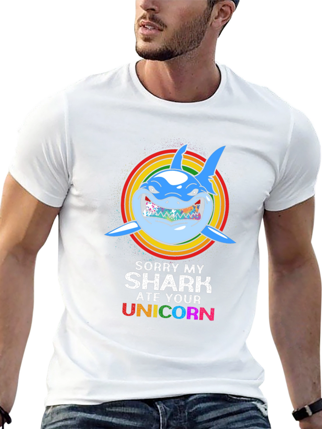 Funny Shark Ate Unicorn Graphic Tee