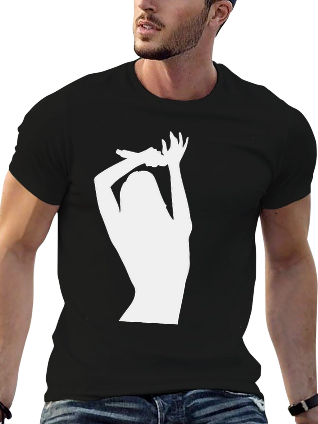 Silhouette Graphic Tee - Black Crew Neck T-Shirt
