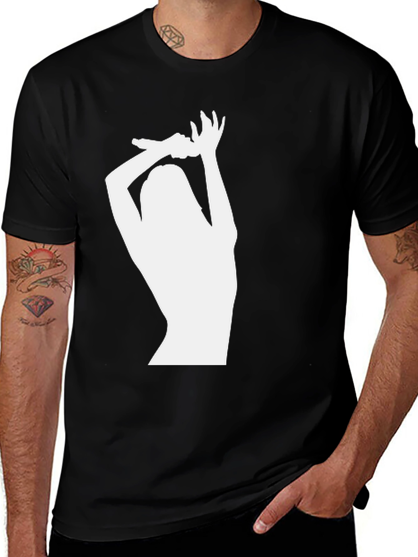 Silhouette Graphic Tee - Black Crew Neck T-Shirt