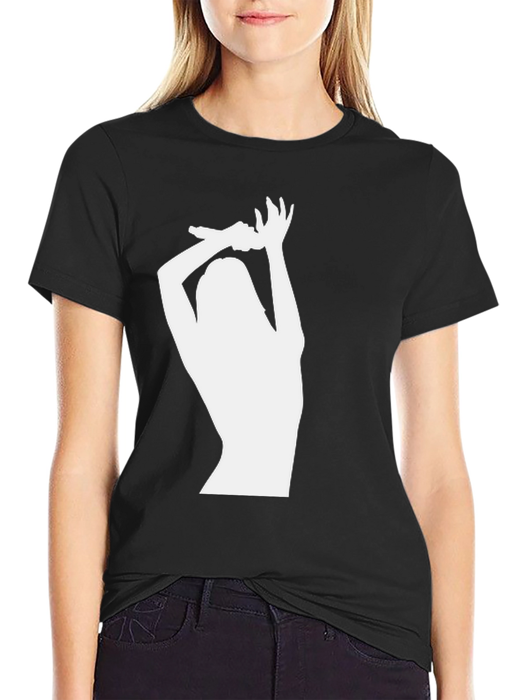 Silhouette Graphic Tee - Black Crew Neck T-Shirt