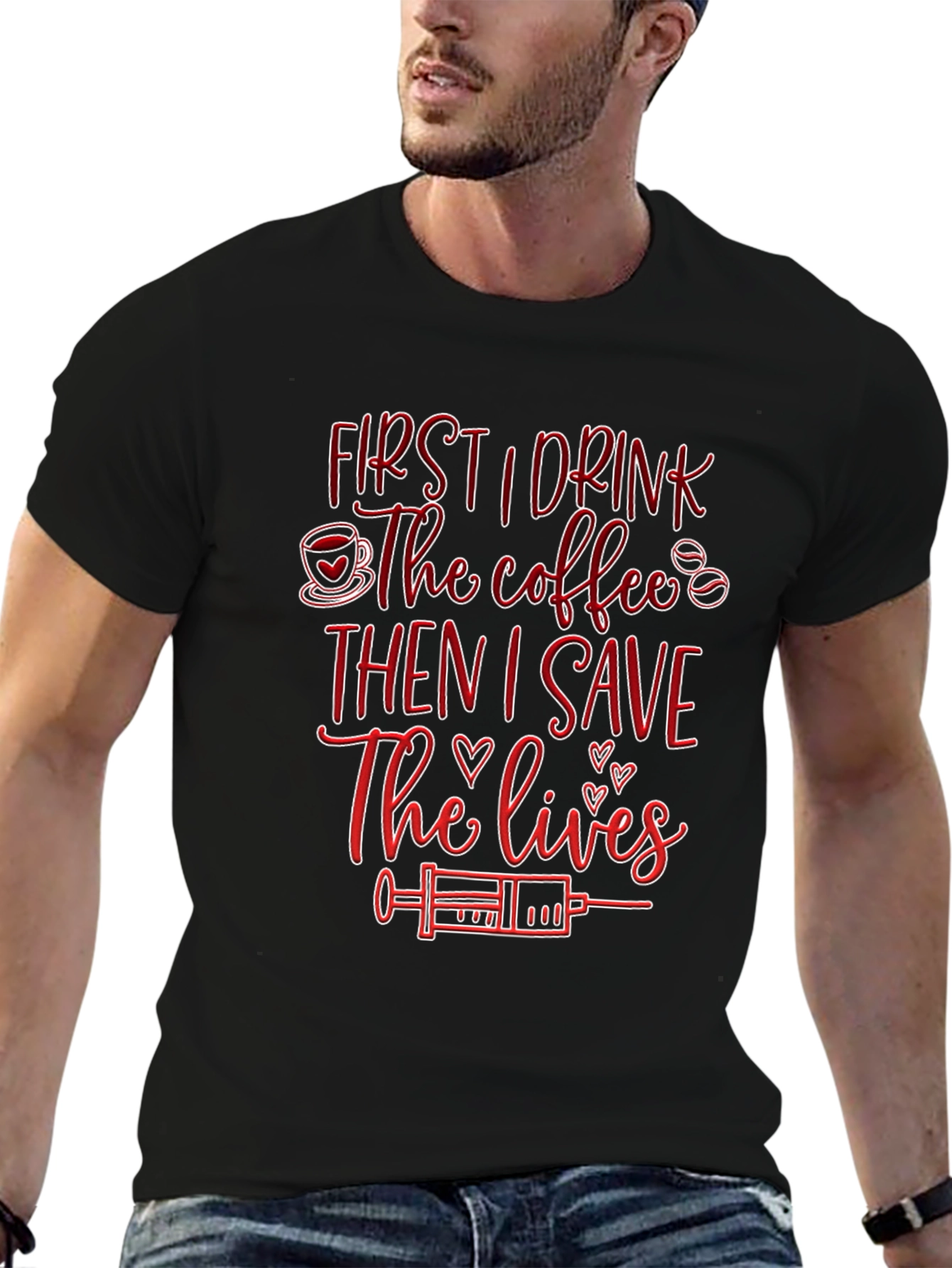 Nurse Coffee Save Lives Black T-Shirt