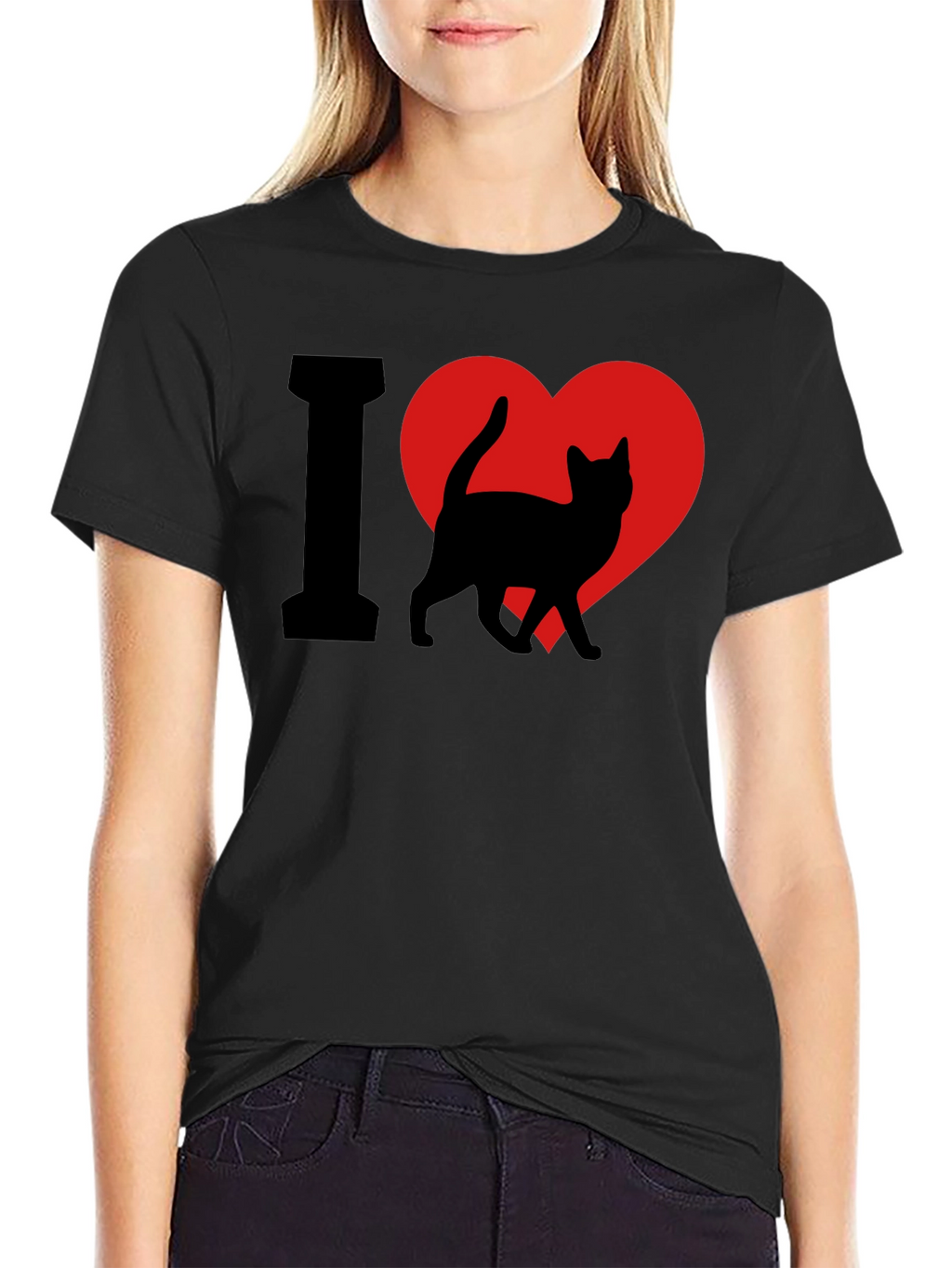 I Heart Cats T-Shirt - Black Cat Lover Tee