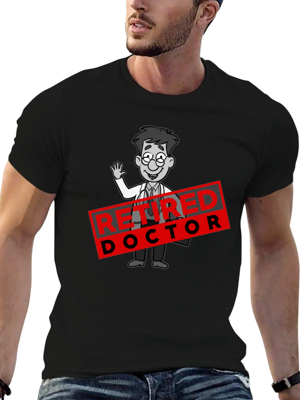 Retired Doctor Cartoon Graphic T-Shirt