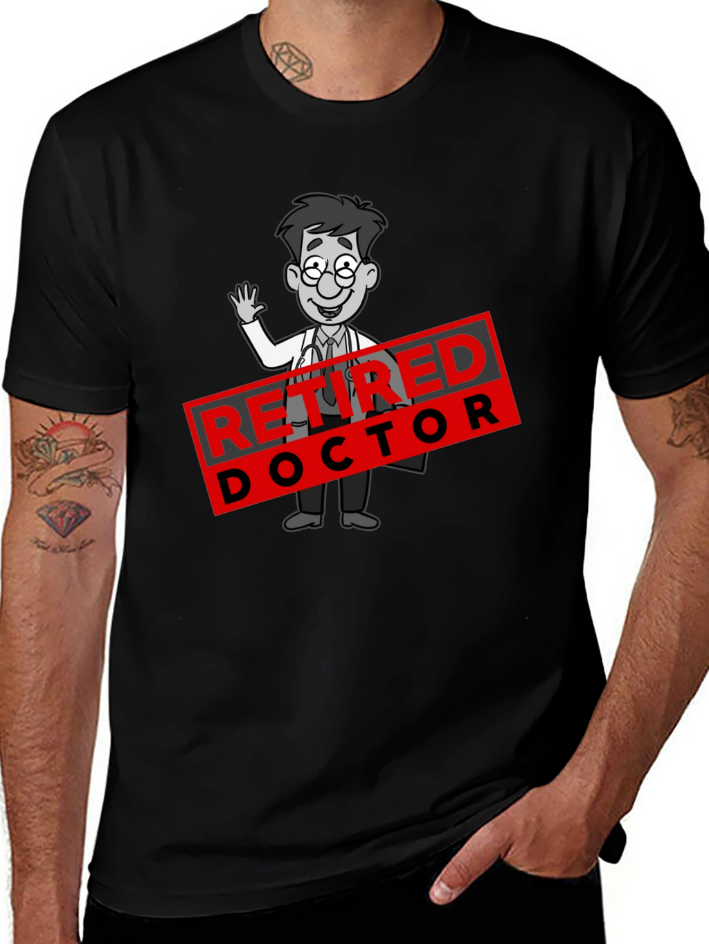 Retired Doctor Cartoon Graphic T-Shirt