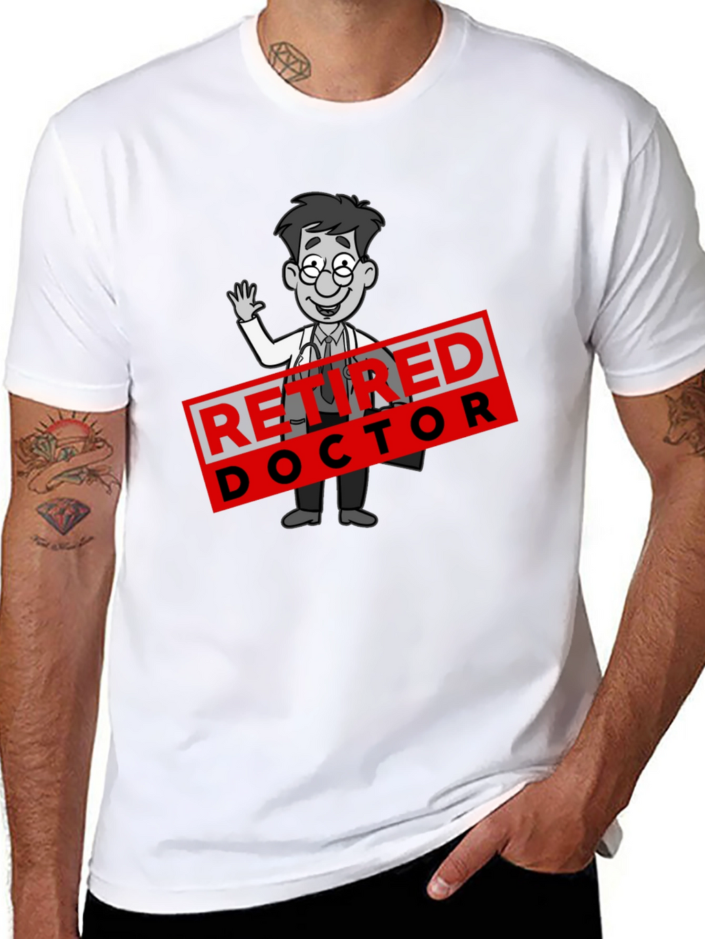 Retired Doctor Cartoon Graphic T-Shirt