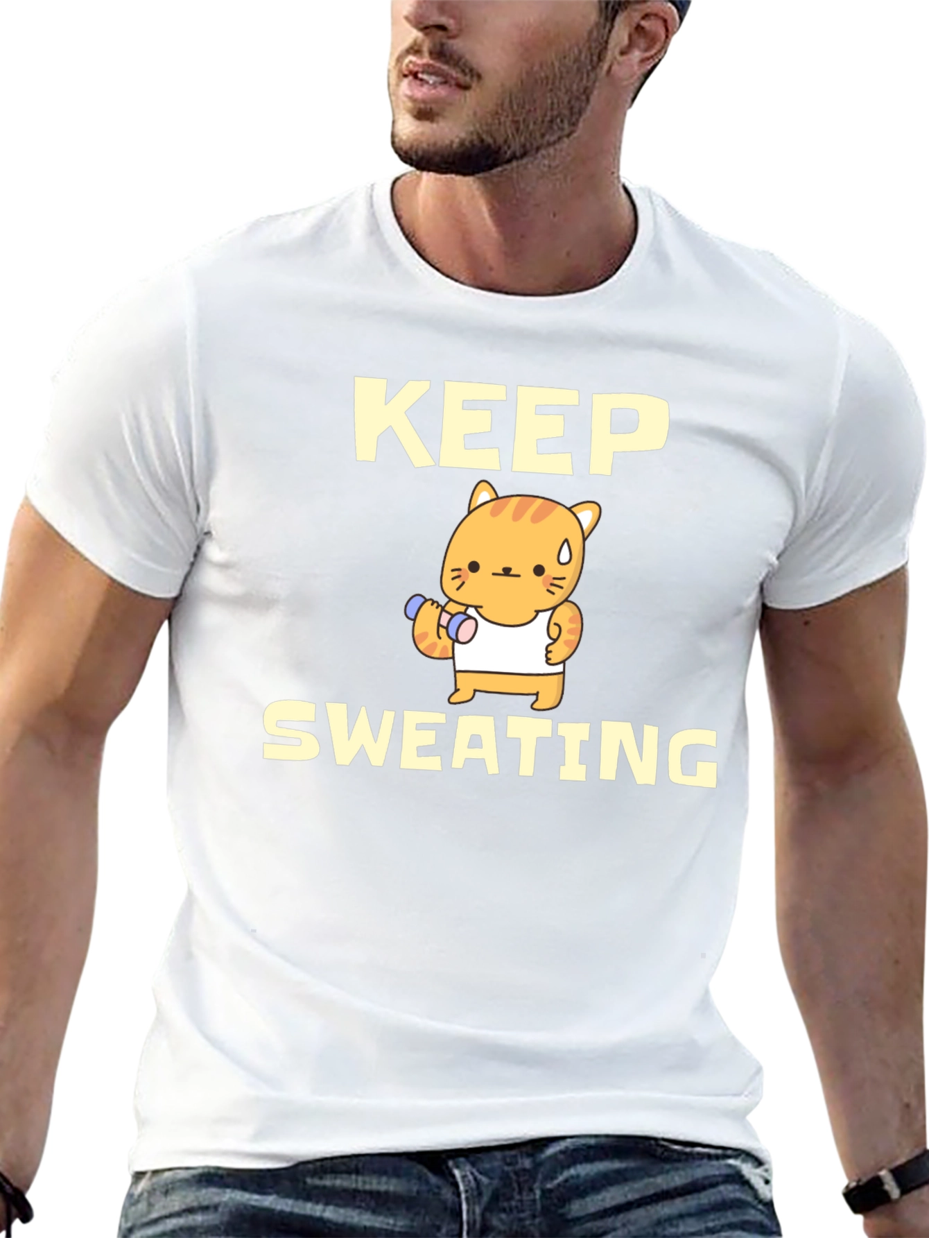 Keep Sweating Funny Cat Workout T-Shirt