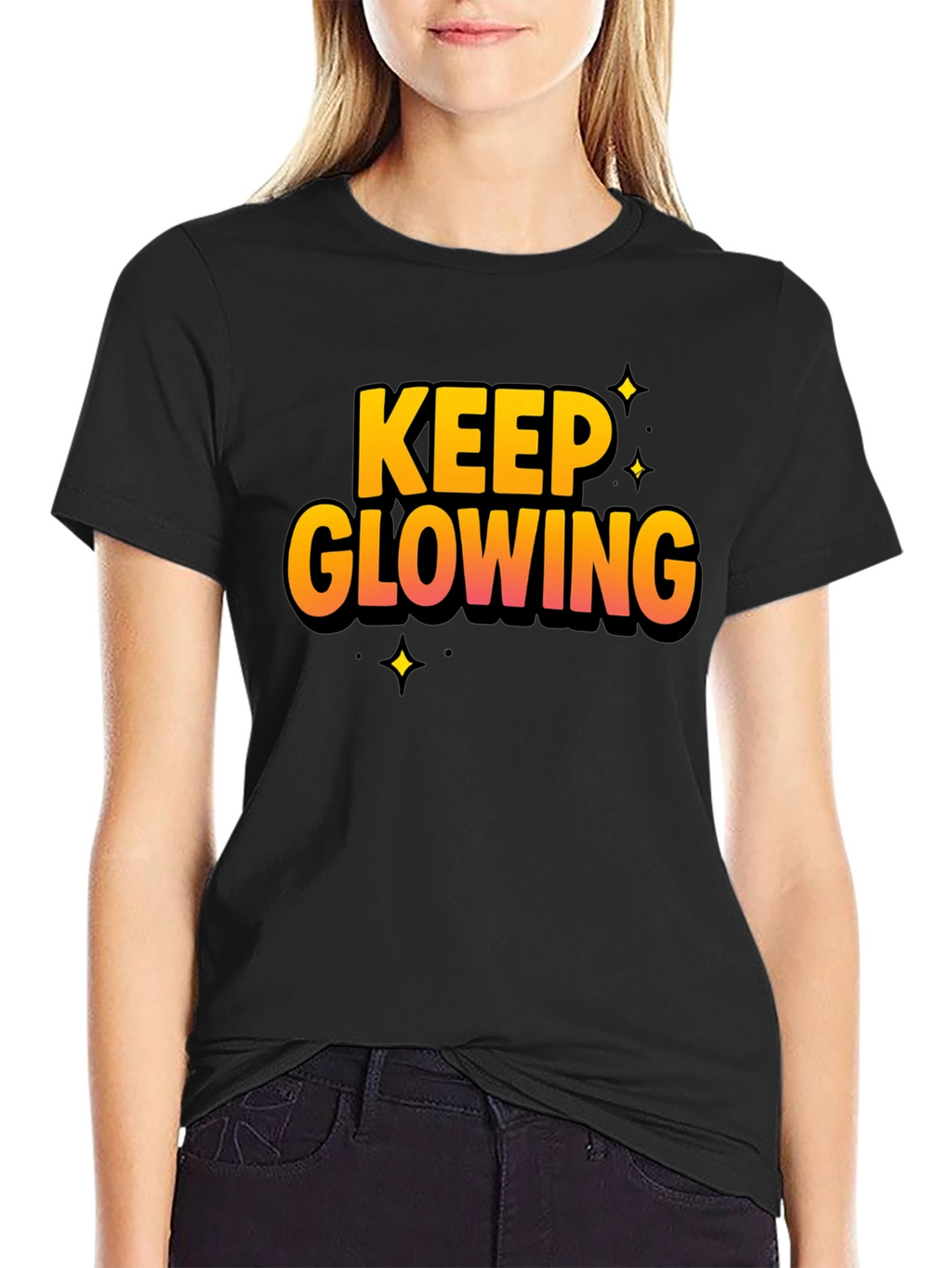 Keep Glowing Black Graphic T-Shirt