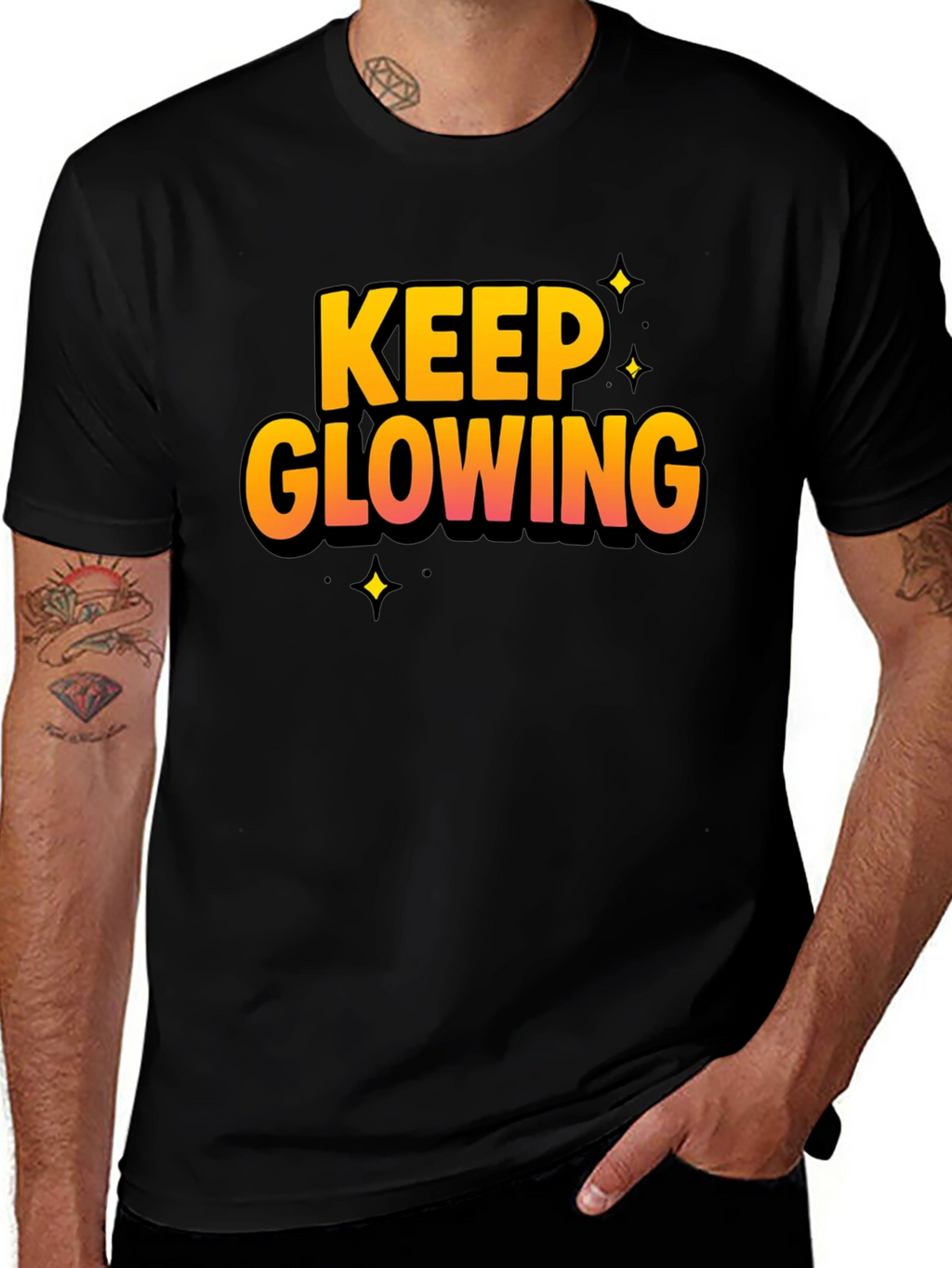 Keep Glowing Black Graphic T-Shirt