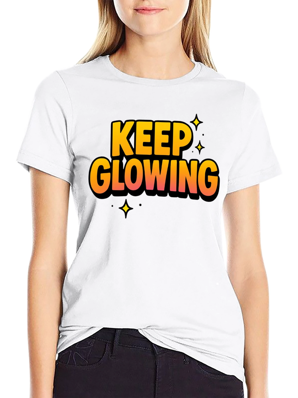 Keep Glowing Black Graphic T-Shirt