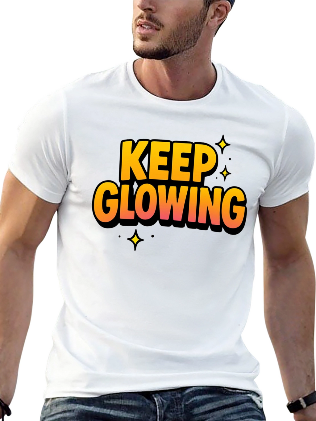 Keep Glowing Black Graphic T-Shirt