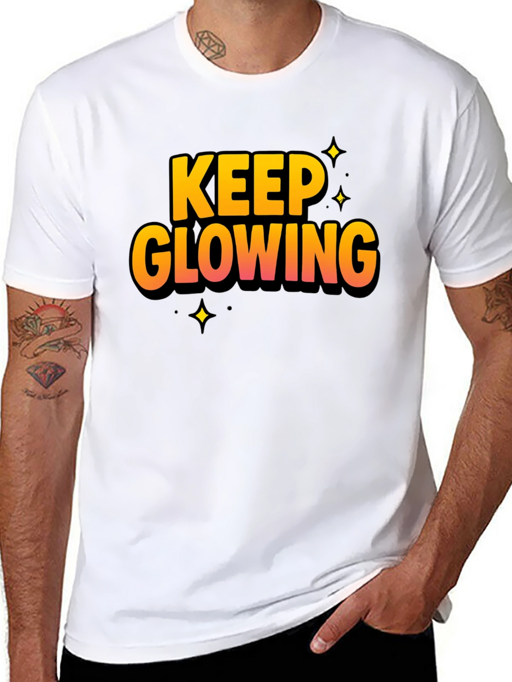 Keep Glowing Black Graphic T-Shirt