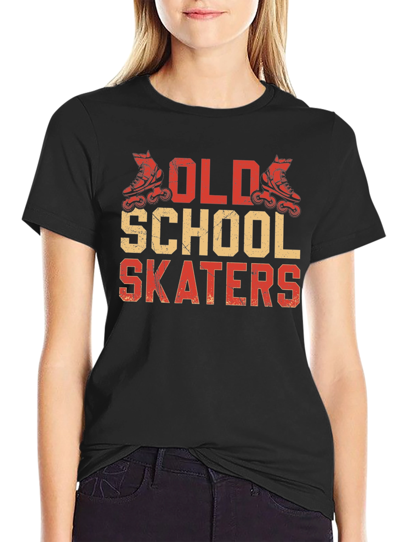 Old School Skaters Graphic Tee - Retro Roller Skating Shirt