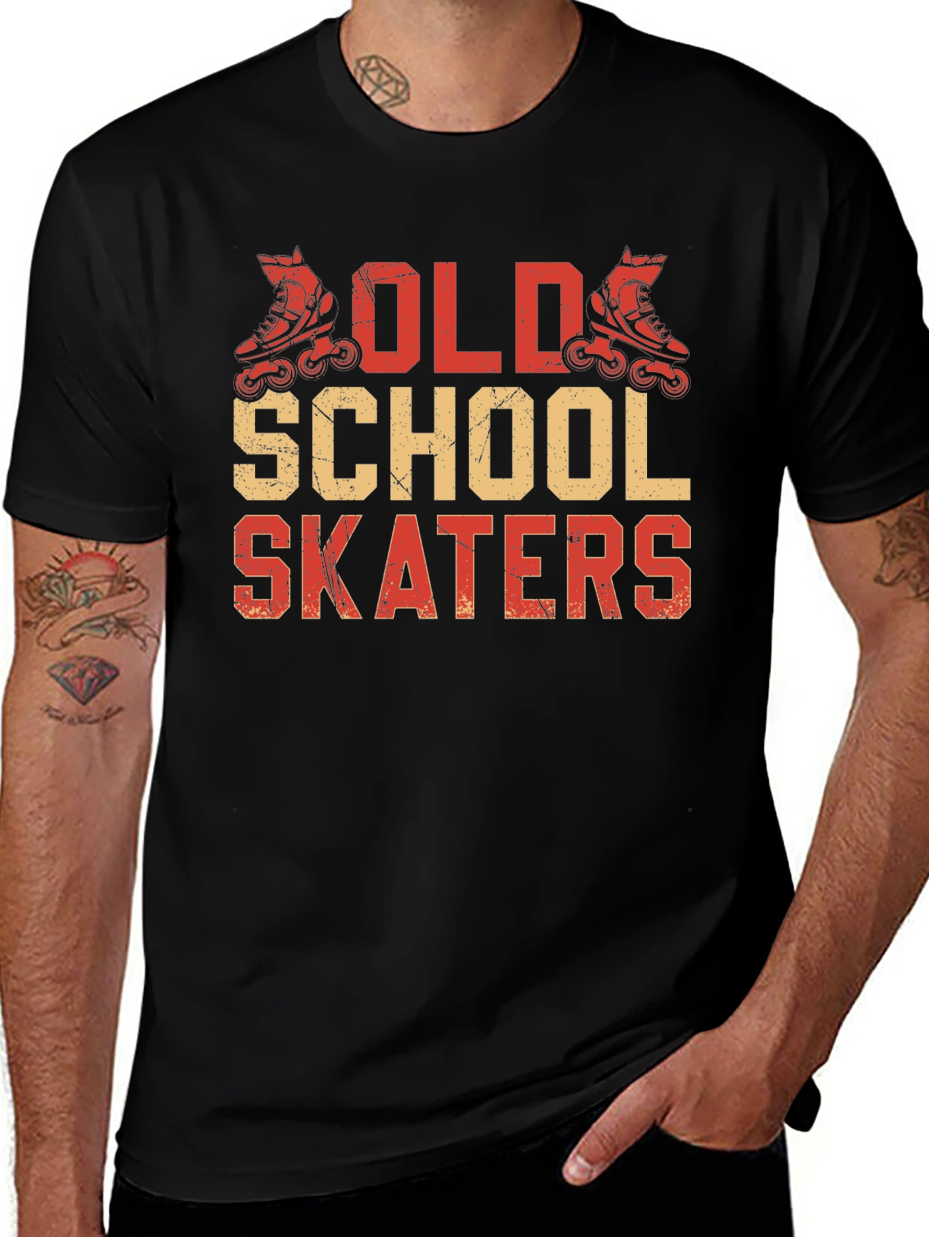 Old School Skaters Graphic Tee - Retro Roller Skating Shirt