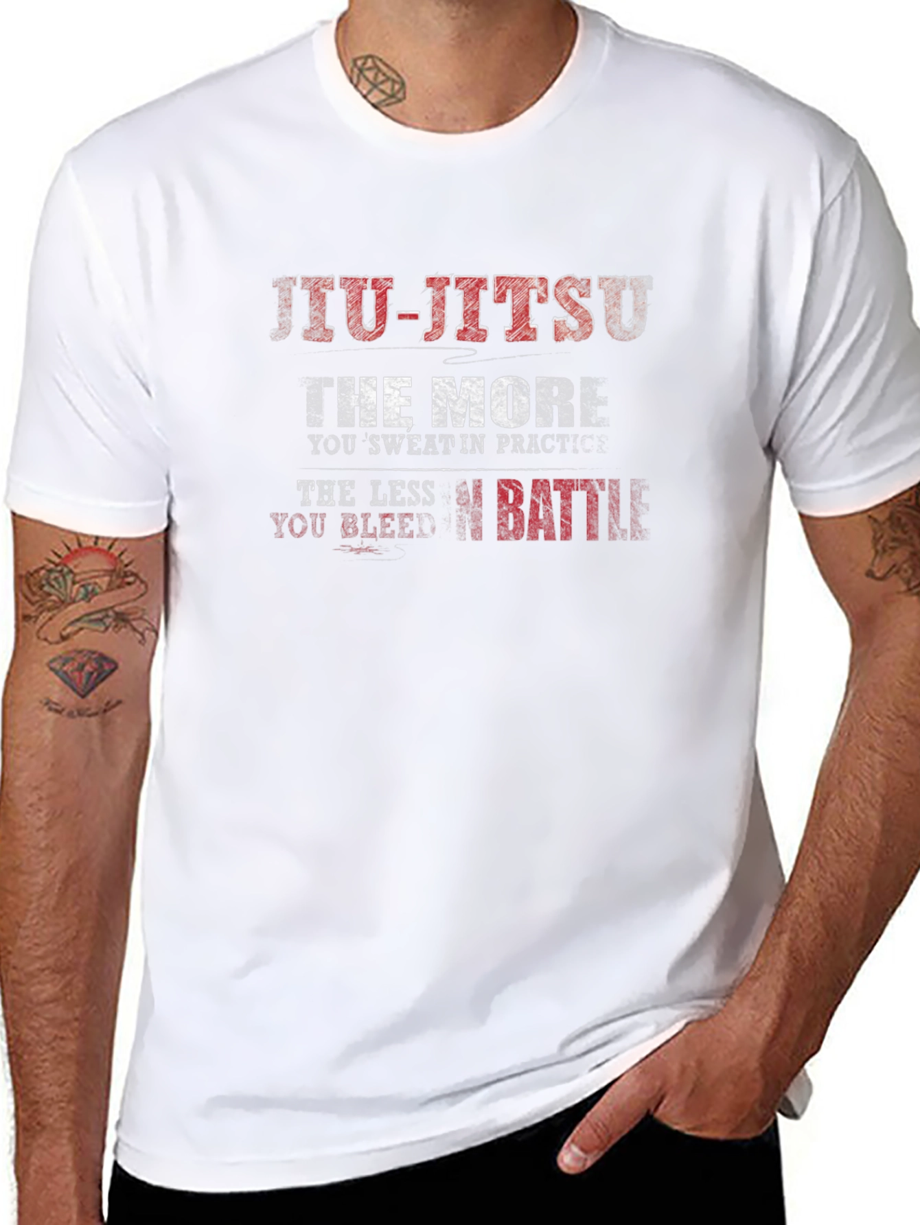 Jiu-Jitsu Practice T-Shirt: Sweat More Bleed Less