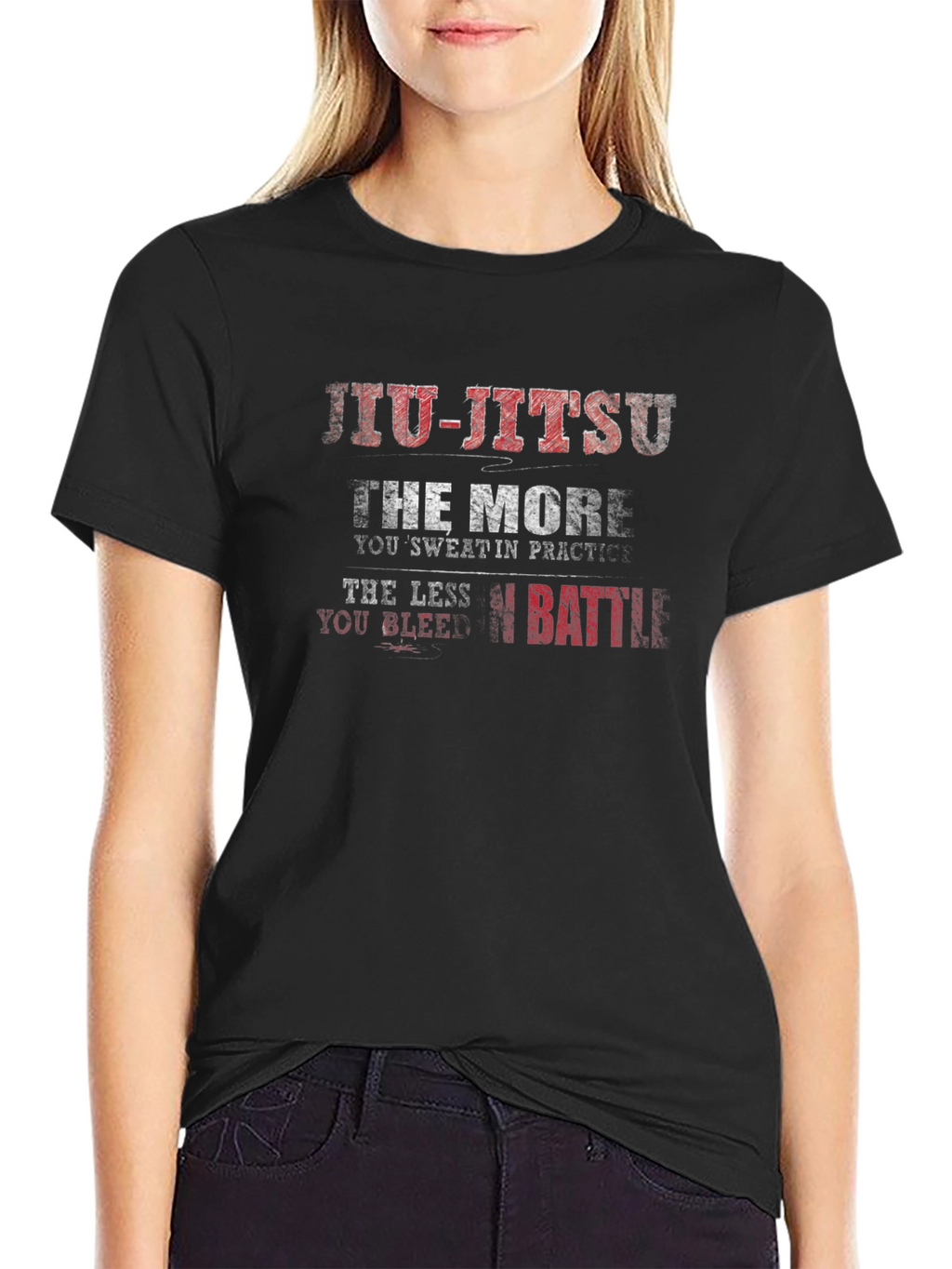 Jiu-Jitsu Practice T-Shirt: Sweat More Bleed Less
