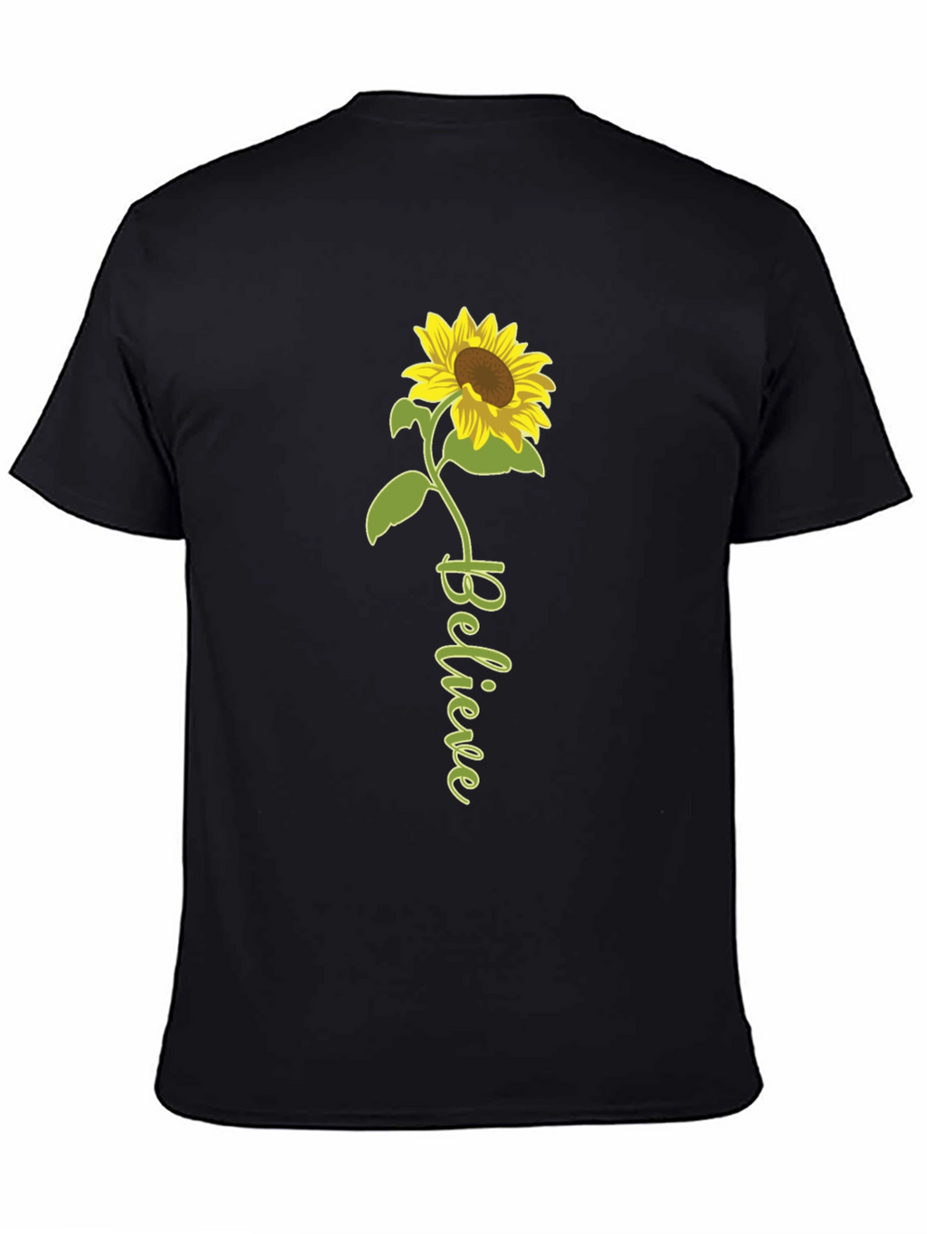 Believe Sunflower Graphic Tee - Black