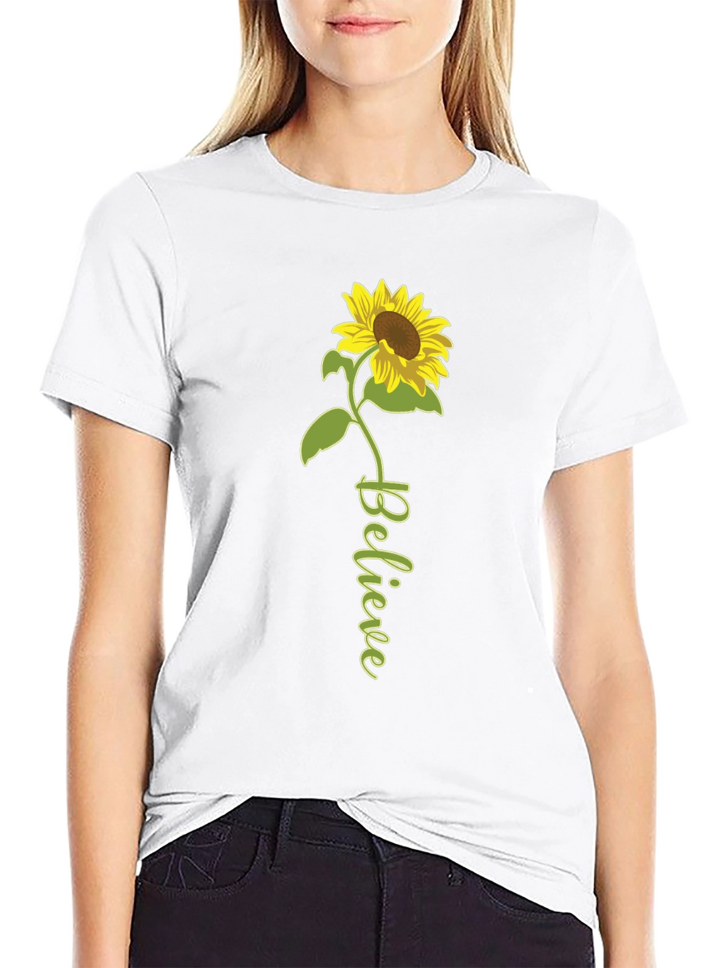 Believe Sunflower Graphic Tee - Black