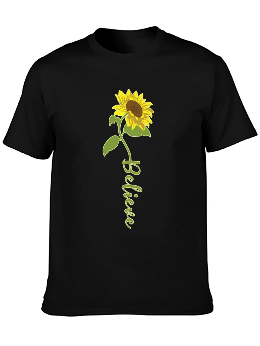 Believe Sunflower Graphic Tee - Black