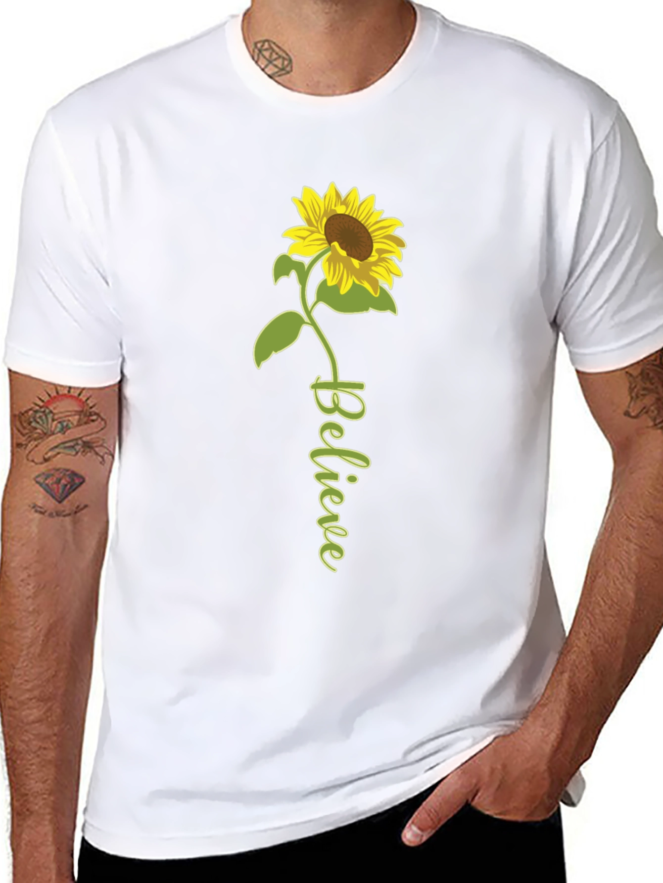 Believe Sunflower Graphic Tee - Black