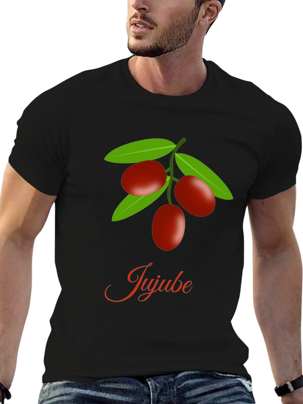 Jujube Fruit Graphic Black T-Shirt