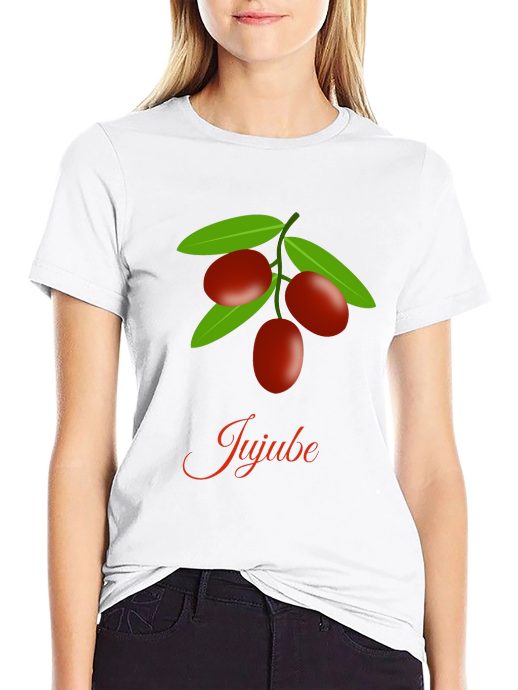 Jujube Fruit Graphic Black T-Shirt