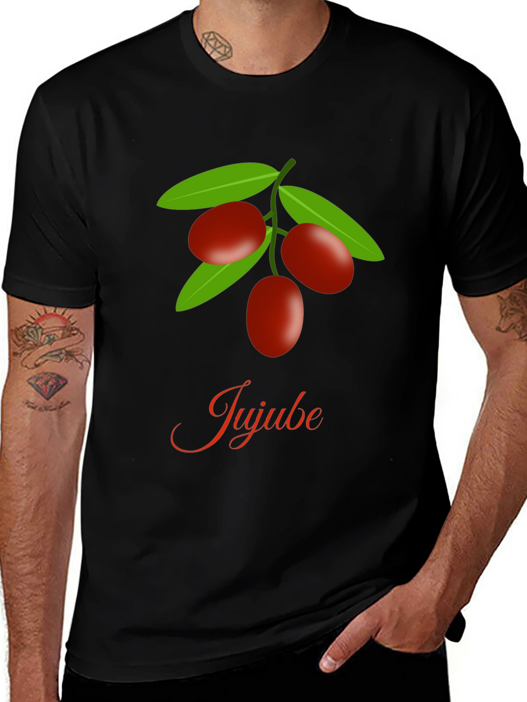 Jujube Fruit Graphic Black T-Shirt