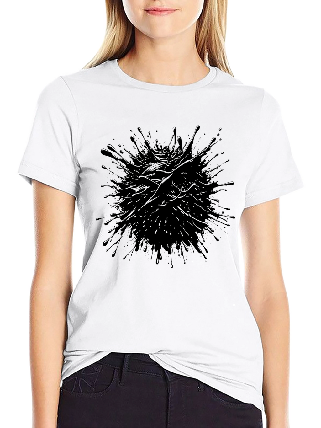 Abstract Ink Splatter Graphic Tee - Modern Style