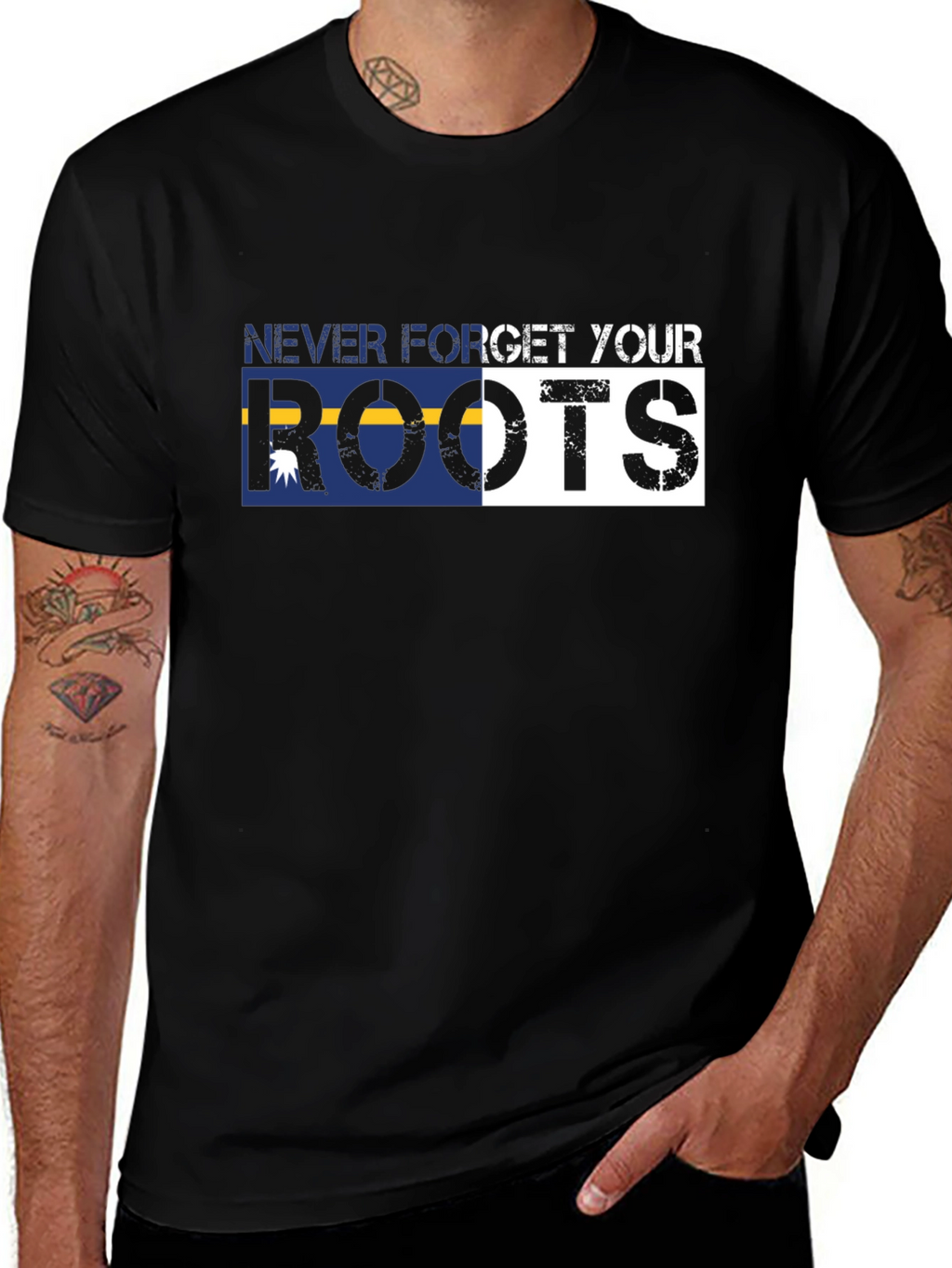 Never Forget Your Roots Graphic Tee - Black