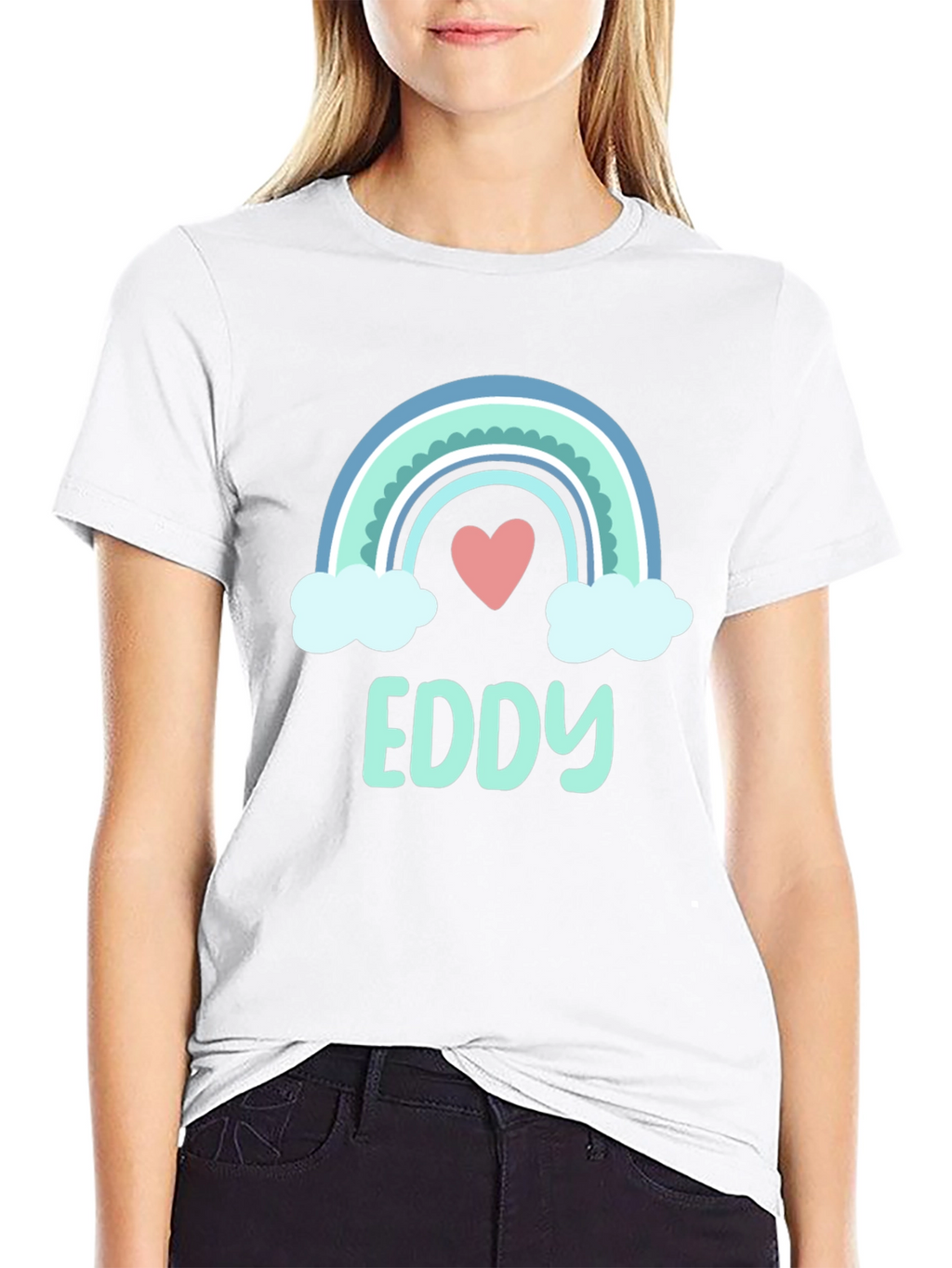 Eddy Rainbow Heart Tee - Custom Name Shirt